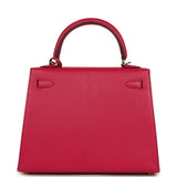 Hermes Special Order (HSS) Kelly Sellier 25 Rose Mexico Verso Chevre Mysore Permabrass Hardware