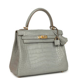 Hermes Kelly Retourne 25 Gris Perle Matte Alligator Gold Hardware