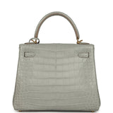 Hermes Kelly Retourne 25 Gris Perle Matte Alligator Gold Hardware