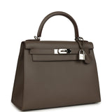 Pre-owned Hermes Kelly Sellier 28 Etain Epsom Palladium Hardware