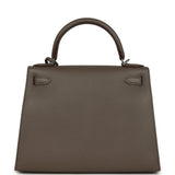 Pre-owned Hermes Kelly Sellier 28 Etain Epsom Palladium Hardware
