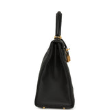 Hermes Kelly Retourne 28 Black Togo Brushed Gold Hardware