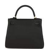 Hermes Kelly Retourne 28 Black Togo Brushed Gold Hardware