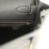 Hermes Kelly Retourne 28 Black Togo Brushed Gold Hardware