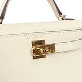 Pre-owned Hermes Special Order (HSS) Kelly Sellier 20 Nata Verso Chevre Mysore Gold Hardware