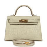 Hermes Kelly Sellier 20 Beton Matte Alligator Gold Hardware