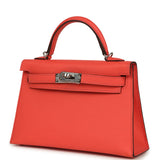 Pre-owned Hermes Kelly Sellier 20 Rose Texas Epsom Palladium Hardware