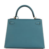 Hermes Kelly Sellier 28 Blue Jean Epsom Gold Hardware