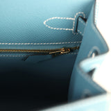 Hermes Kelly Sellier 28 Blue Jean Epsom Gold Hardware