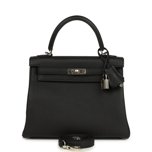 Hermes Kelly Retourne 25 Black Togo Palladium Hardware