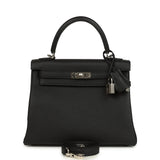 Hermes Kelly Retourne 25 Black Togo Palladium Hardware