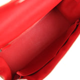 Pre-owned Hermes Flag Kelly Sellier 32 Rouge Casaque and White Epsom Palladium Hardware