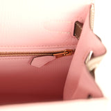 Pre-owned Hermes Special Order (HSS) Kelly Sellier 28 Rose Sakura and Etoupe Chevre Gold Hardware