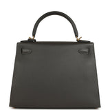 Pre-owned Hermes Kelly Sellier 28 Graphite Madame Gold Hardware