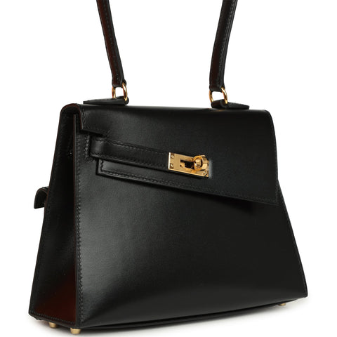 Hermes Kelly Sellier En Desordre 20 Black Box Gold Hardware