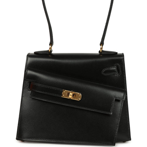 Hermes Kelly Sellier En Desordre 20 Black Box Gold Hardware
