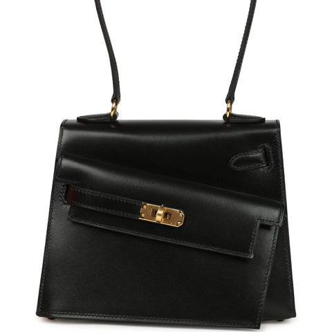 Hermes Kelly Sellier En Desordre 20 Black Box Gold Hardware