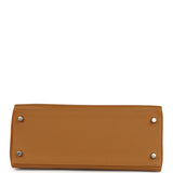 Pre-owned Hermes Kelly Retourne 28 Caramel Verso Evercolor Palladium Hardware