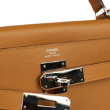 Pre-owned Hermes Kelly Retourne 28 Caramel Verso Evercolor Palladium Hardware