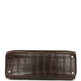 Vintage Hermes Kelly Retourne 32 Marron Fonce Matte Niloticus Crocodile Palladium Hardware