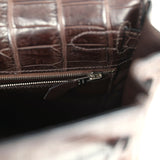 Vintage Hermes Kelly Retourne 32 Marron Fonce Matte Niloticus Crocodile Palladium Hardware