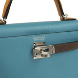 Hermes Kelly Sellier 20 Tri-color Blue Jean, Sesame and Ecorce Epsom Palladium Hardware