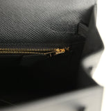 Hermes Kelly Sellier 25 Black Epsom Gold Hardware