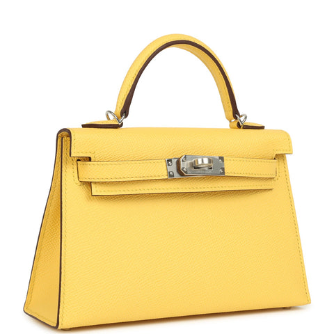 Hermes Kelly Sellier 20 Jaune Mango Epsom Palladium Hardware