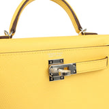 Hermes Kelly Sellier 20 Jaune Mango Epsom Palladium Hardware