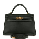 Hermes Kelly Sellier 20 Vert Fonce Box Gold Hardware