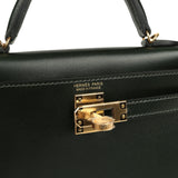 Hermes Kelly Sellier 20 Vert Fonce Box Gold Hardware