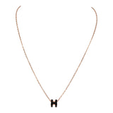 Hermes Mini Pop H Pendant Necklace Black Enamel Lacquered Rose Gold Hardware