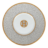 Hermes "Mosaique Au 24" White & Gold Porcelain Tea Cup and Saucer Set