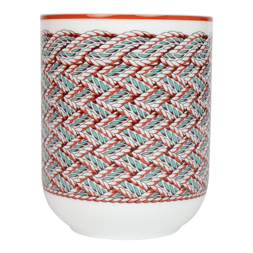 Hermes "Tressages Equestres" Orange/White/Blue Porcelain Mug N°2