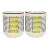 Hermes "Tressages Equestres" Orange, White and Blue Porcelain Coffee Cup & Saucer Set of 2