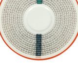 Hermes "Tressages Equestres" Orange, White and Blue Porcelain Coffee Cup & Saucer Set of 2