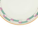 Hermes En Contrepoint White, Pink, Green Porcelain Bread and Butter Plate Set of 2