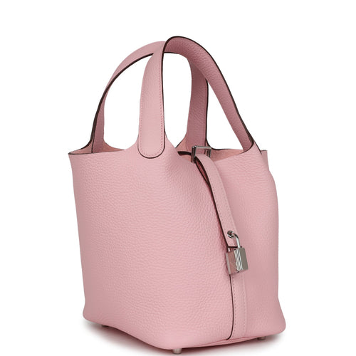 Hermes Picotin Lock 18 Rose Sakura Clemence Palladium Hardware