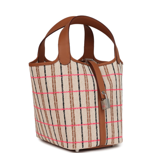Hermes Picotin Lock 18 Gold, Ecru-Beige, Rose Pop, Black Toile H and Fauve Swift and Toile H Palladium Hardware