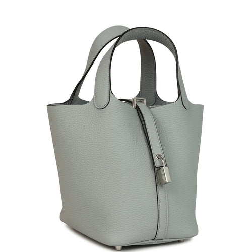 Hermes Picotin Lock 18 Bleu Glacier Clemence Palladium Hardware