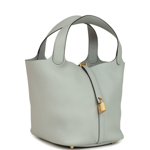 Hermes Picotin Lock 22 Bleu Glacier Clemence Gold Hardware