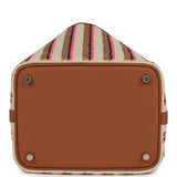 Hermes Stripe Picotin Lock 18 Gold Swift and Ecru-Beige, Rose Pop, Black and Fauve Toile H Canvas Palladium Hardware