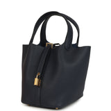 Hermes Picotin Lock 18 Bleu Nuit Clemence Gold Hardware