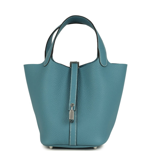 Hermes Picotin Lock 18 Blue Jean Clemence Palladium Hardware