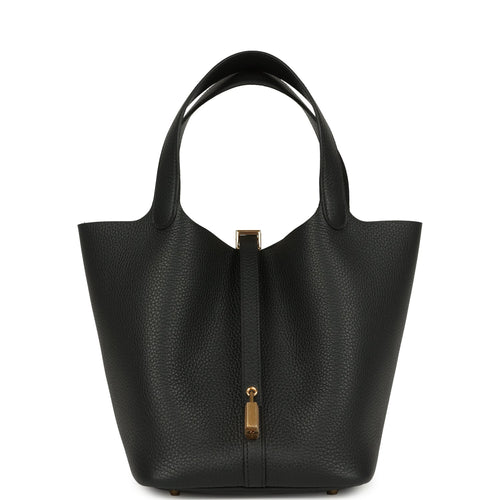 Hermes Picotin Lock 22 Black Clemence Gold Hardware
