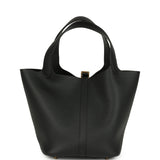 Hermes Picotin Lock 22 Black Clemence Gold Hardware