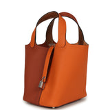 Hermes Picotin Lock 18 Casaque Orange, Cuivre and Gold Clemence Palladium Hardware