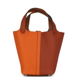 Hermes Picotin Lock 18 Casaque Orange, Cuivre and Gold Clemence Palladium Hardware