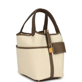 Hermes Picotin Cargo 18 Ecru Toile Canvas and Etoupe Swift Gold Hardware