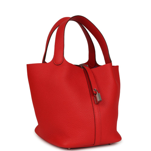 Hermes Picotin Lock 22 Rouge De Coeur Clemence Palladium Hardware